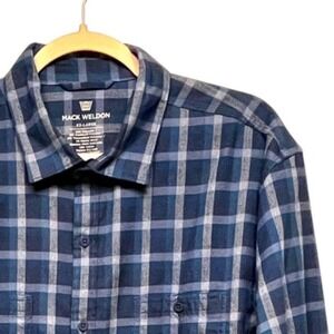 Mack Weldon Shirt Mens XXL Blue Flannel Coolmax Merino Wool Blend Stretch‎